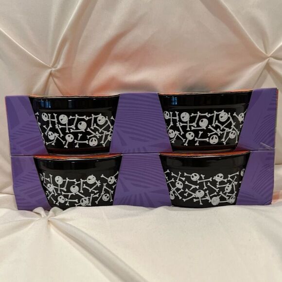 Disney Jack Skellington Ceramic Ramekins Set of 4 NWT Black and White - Picture 6 of 6